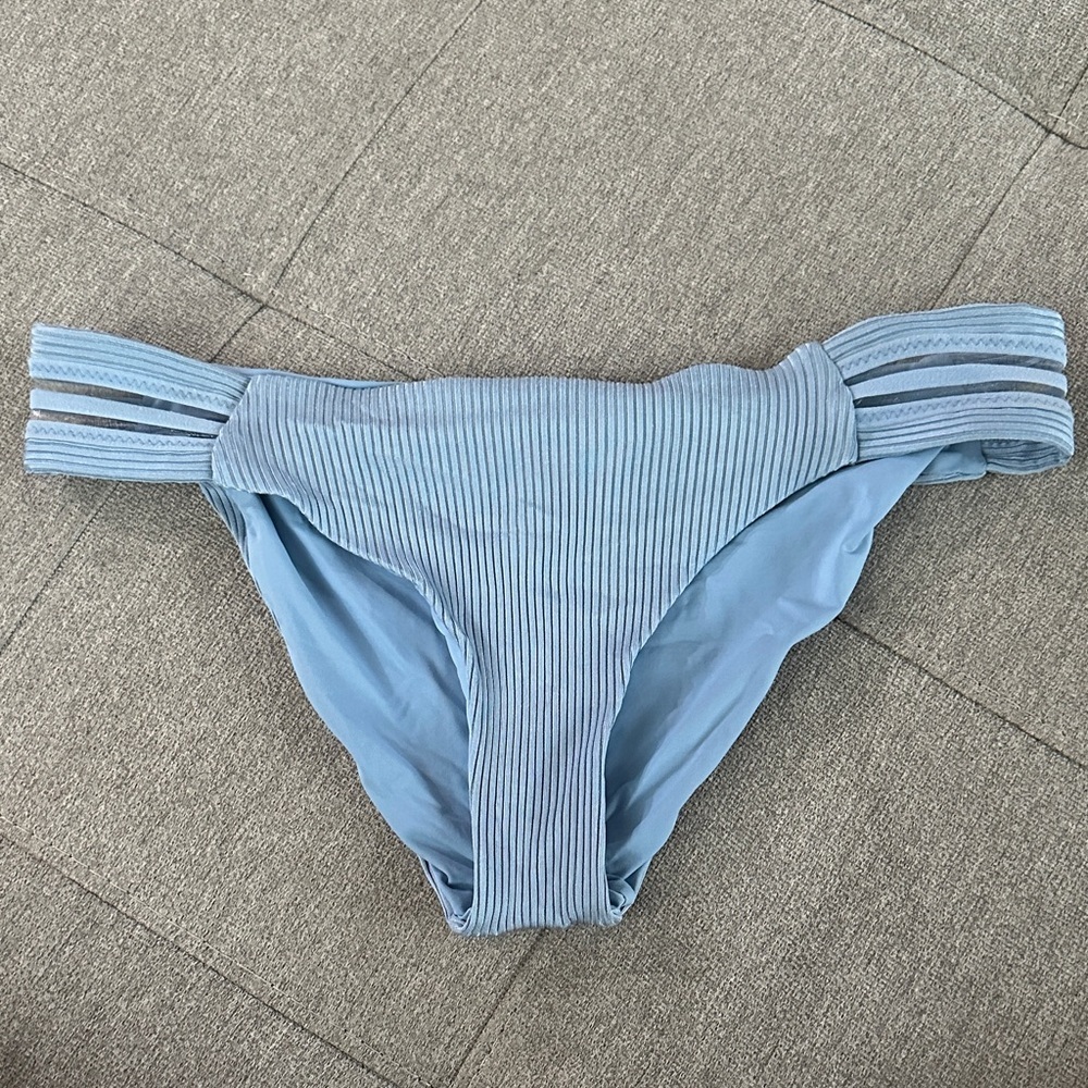 Light Blue Ribbed Bikini Bottom - Picture 4 of 5